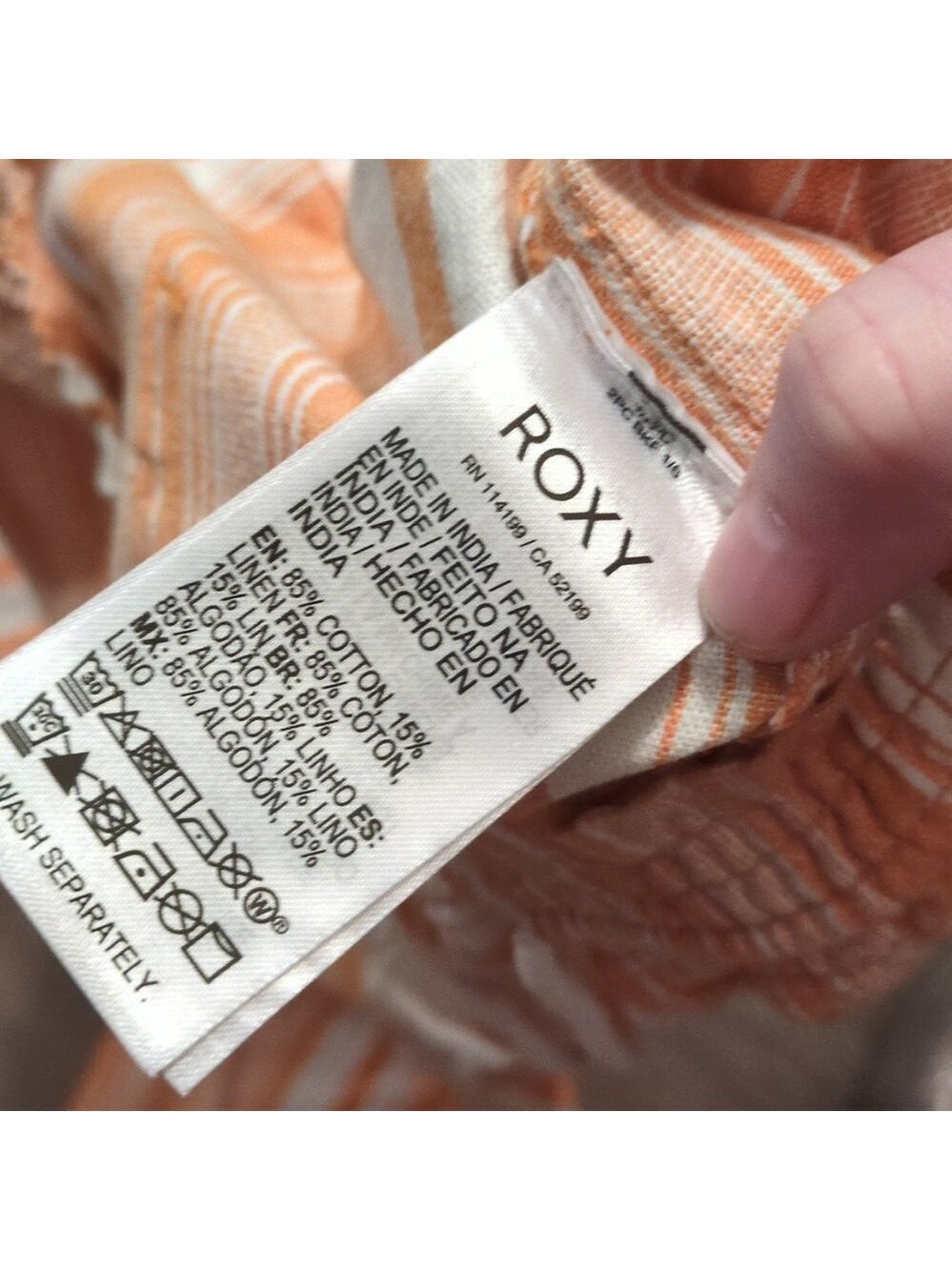 Roxy Orange And White Striped Linen Blend Pants Size XL - Picture 7 of 8